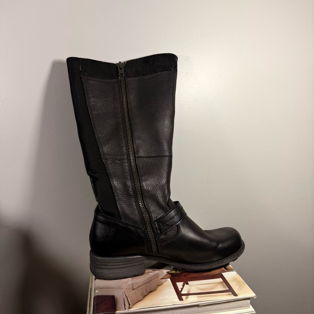 Earth Origin Black Leather Tall Women's Boots Size 10W - Picture 3 of 15